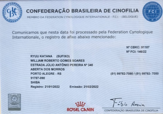 CERTIFICADO DO CANIL